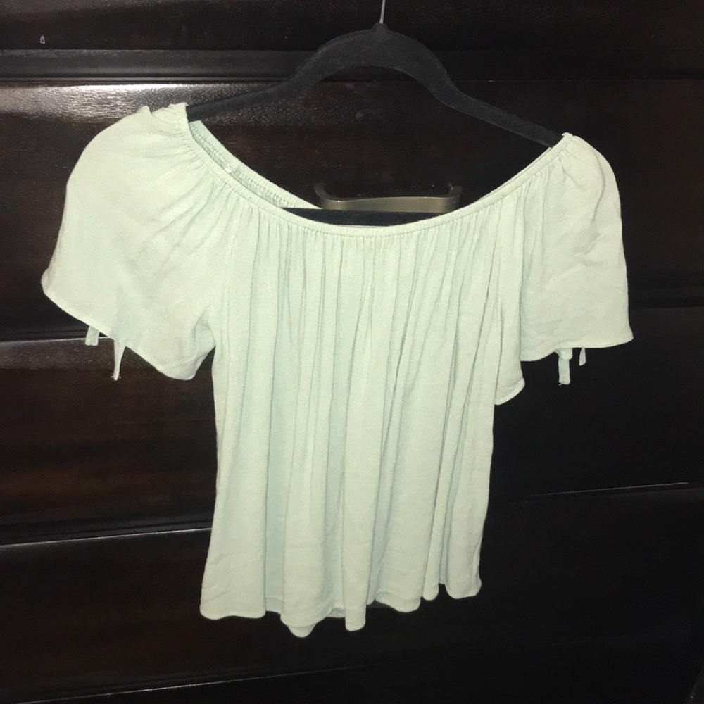 light green Forever 21 off the shoulder